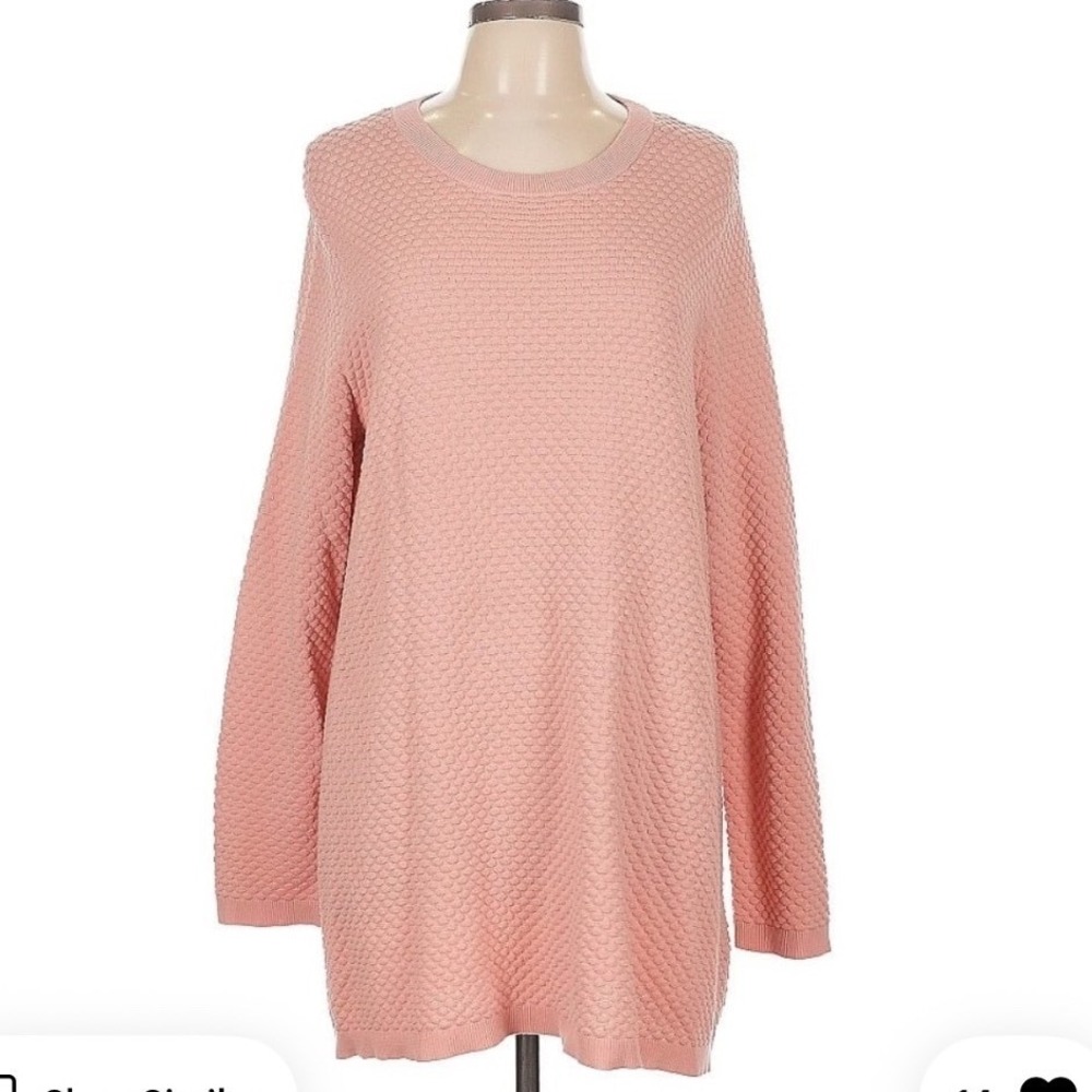 COS Textured Knit Tunic Top‎ Long Sleeve Lightweight Pink Size L